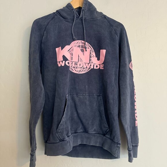 KNJ Worldwide Blue & Pink Sweatshirt Hoodie Size Medium Unisex KianAndJc YouTube - Picture 1 of 5